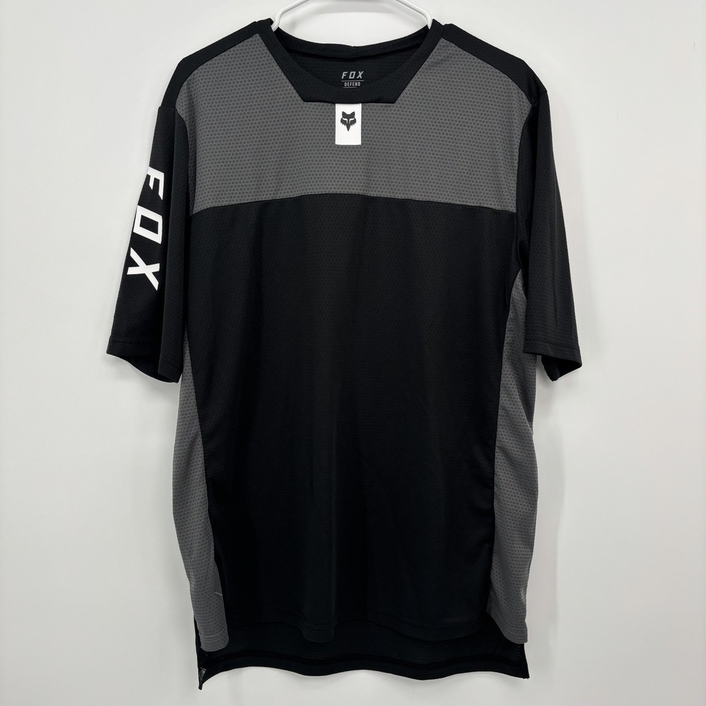 Fox Racing Defend Short Sleeve Shirt Bike Jersey Black Gray Men's Large